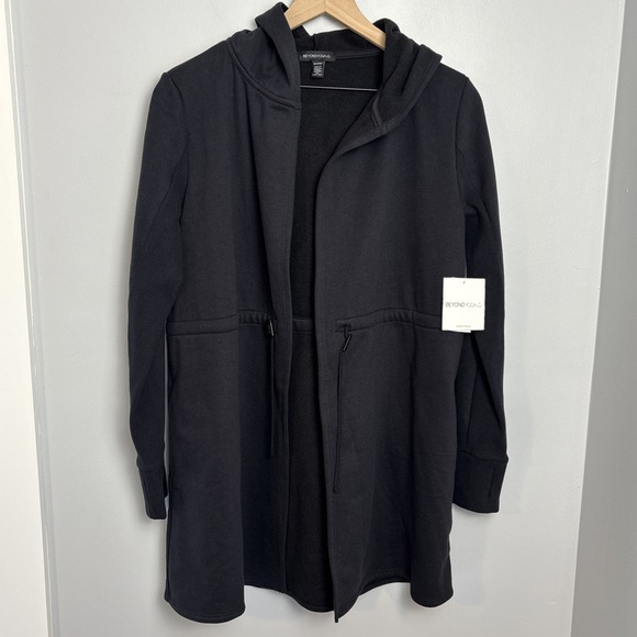 NEW Beyond Yoga On The Go Open Front Hooded Jacket Black Women's XS - Picture 1 of 14